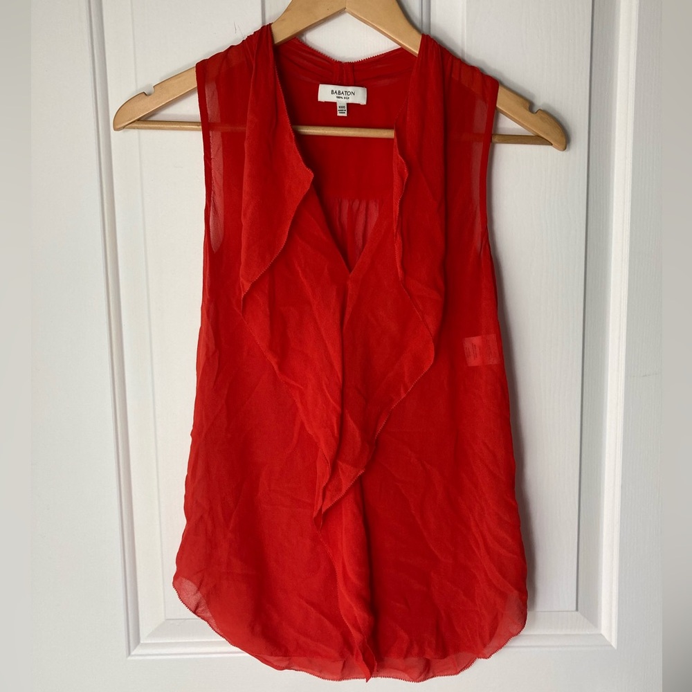 Babaton 100% Silk Ruffle Ainsley Blouse
